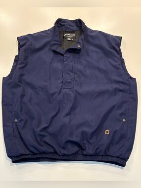 FootJoy DryJoys Men’s Golf 1/4 Zip Windbreaker Vest XL Navy Blue